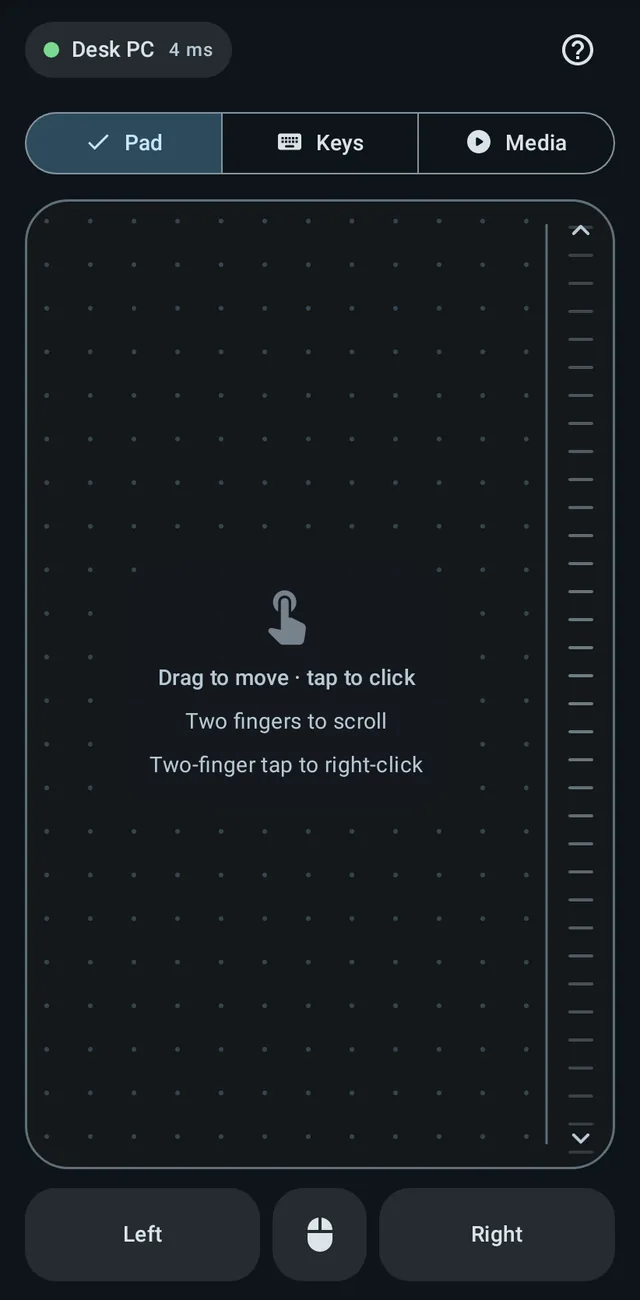 The trackpad in dark mode.