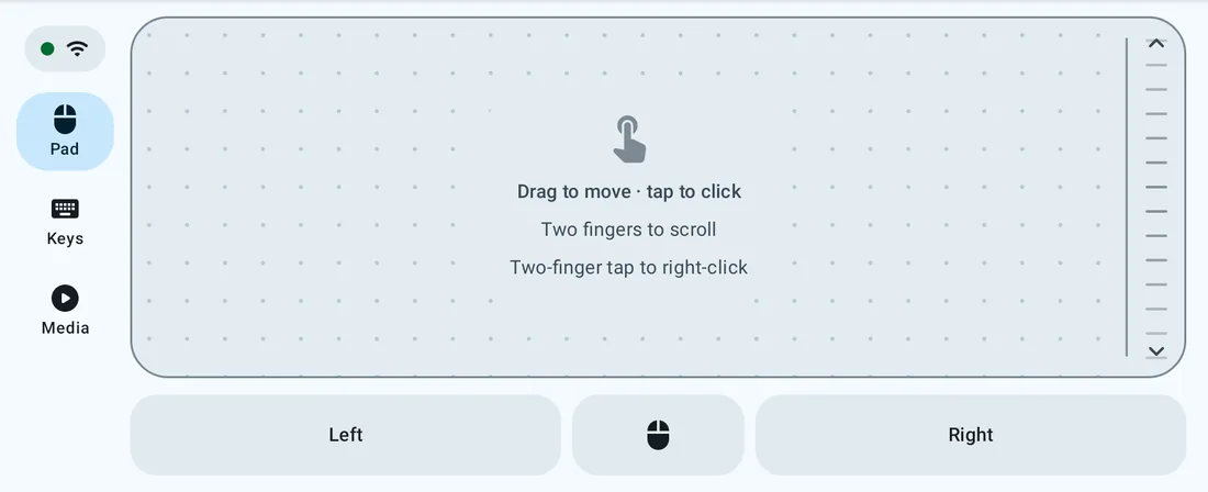 The trackpad with the phone held sideways.
